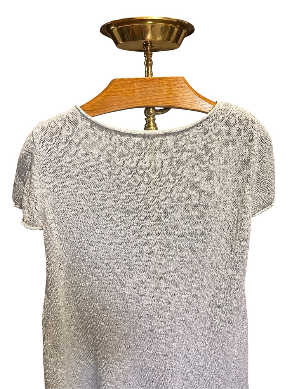Eileen Fisher 100% Linen Silver Short-Sleeve Loose-Knit Tunic Small - Picture 4 of 9